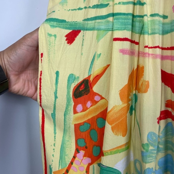 JAMS WORLD Yellow Parrot Bird Floral Tropical Art to Wear Maxi Dress - Picture 6 of 11